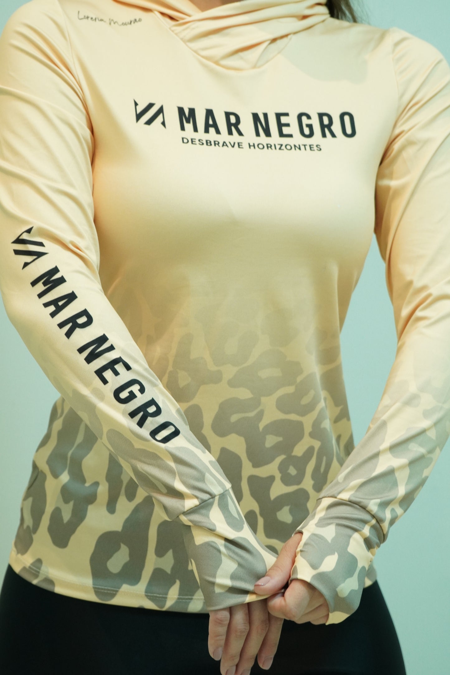 Camiseta Personalizada Feminina Sublimada Manga Longa Mar Negro