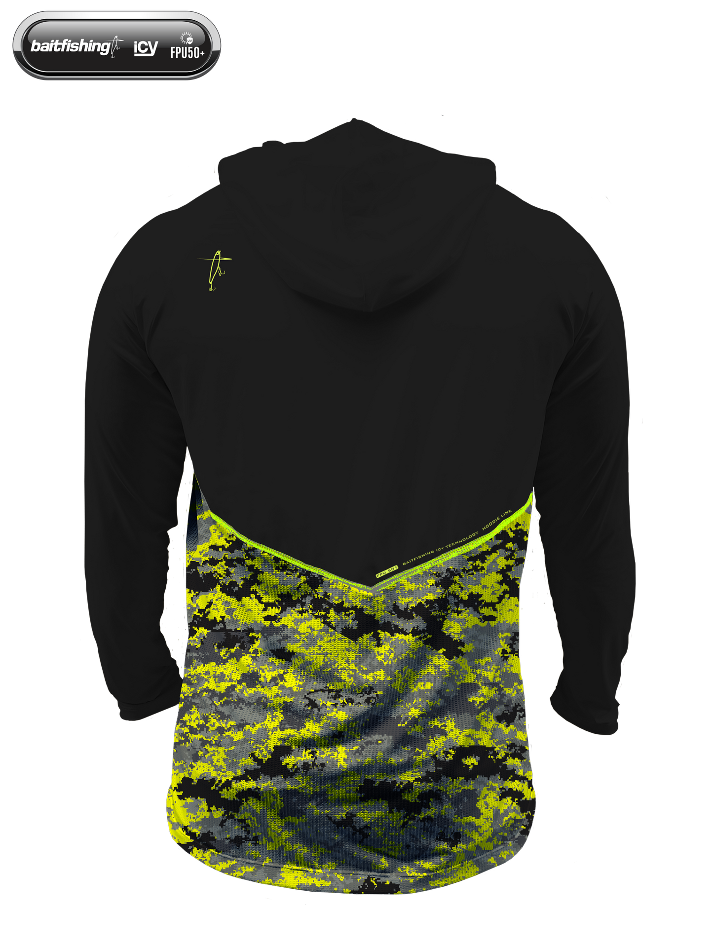 Camiseta Baitfishing Icy Hoodie Hybrid - Camo Lime