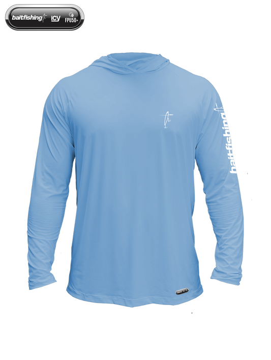 Camiseta Baitfishing Icy Hoodie Minimal - Azul Claro/Branco