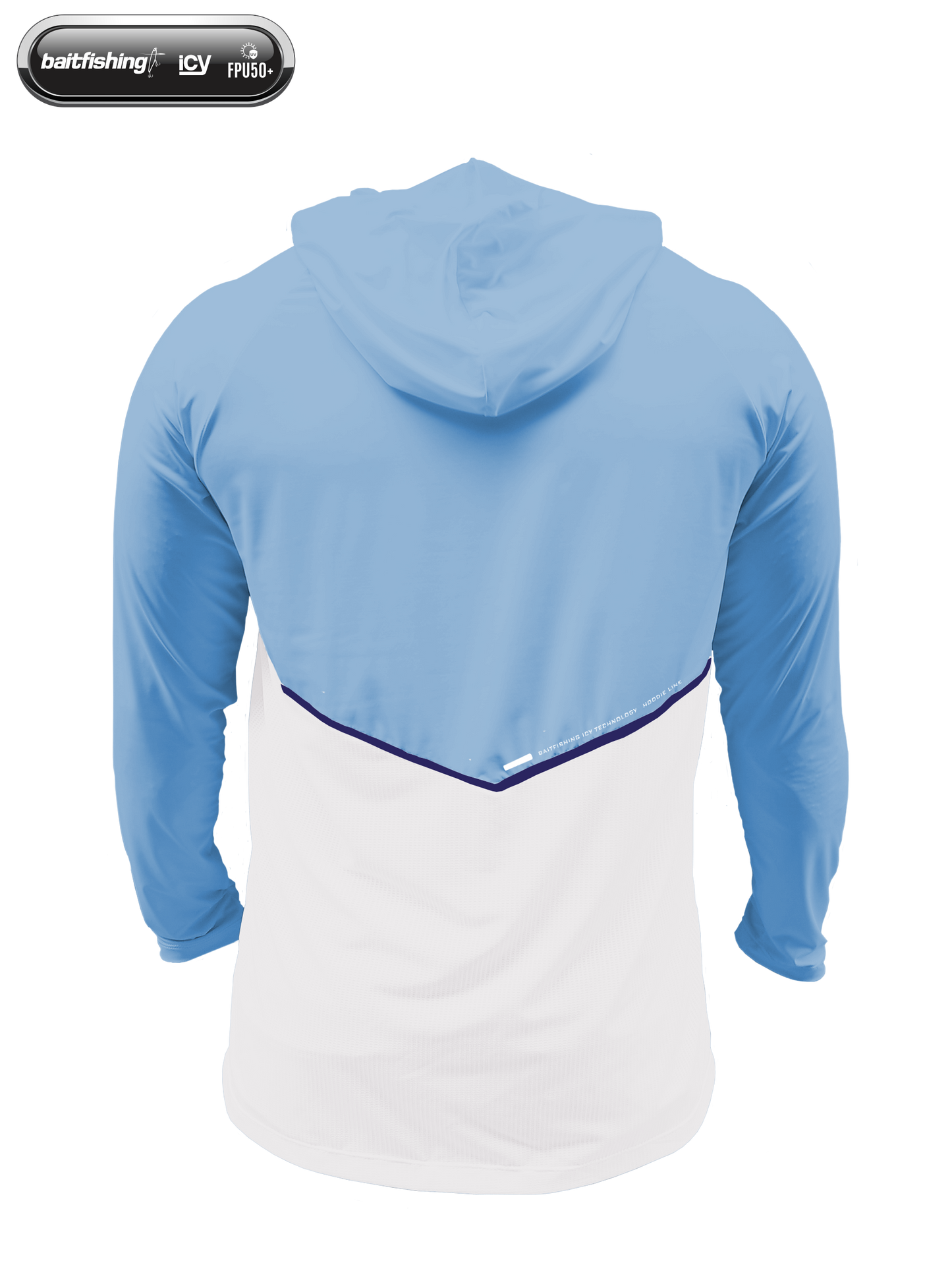 Camiseta Baitfishing Icy Hoodie Minimal - Azul Claro/Branco