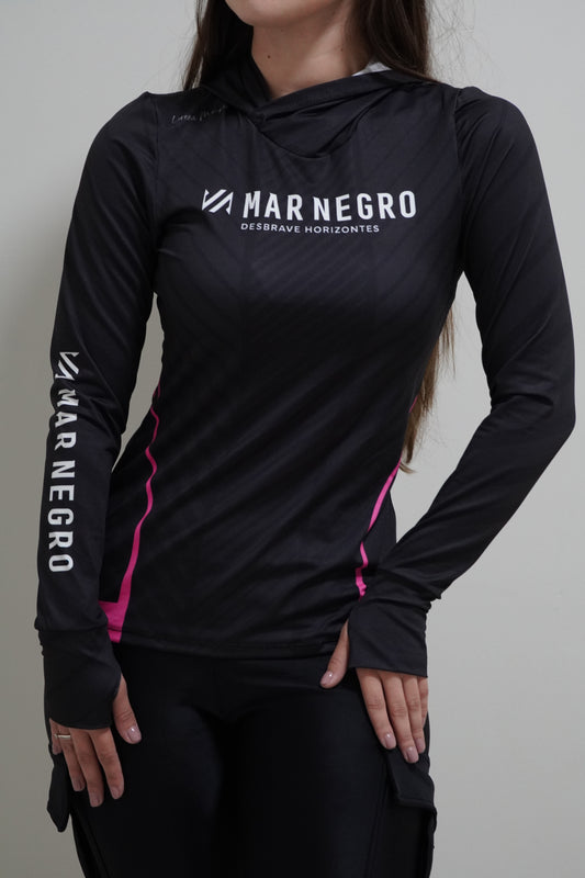 Camiseta Personalizada Feminina Sublimada Manga Longa Mar Negro