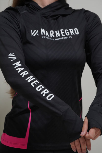 Camiseta Personalizada Feminina Sublimada Manga Longa Mar Negro