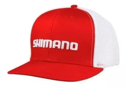 Boné Shimano Vermelho Logo Branco com Telinha Trucker