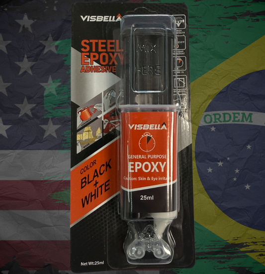 Cola Epóxi AB 25ml Preto + Branco Visbella